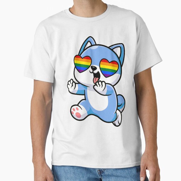 Item preview, Blue Shiba Inu Heart Eyes with Rainbow Pride Flag designed and sold by everything4eva.