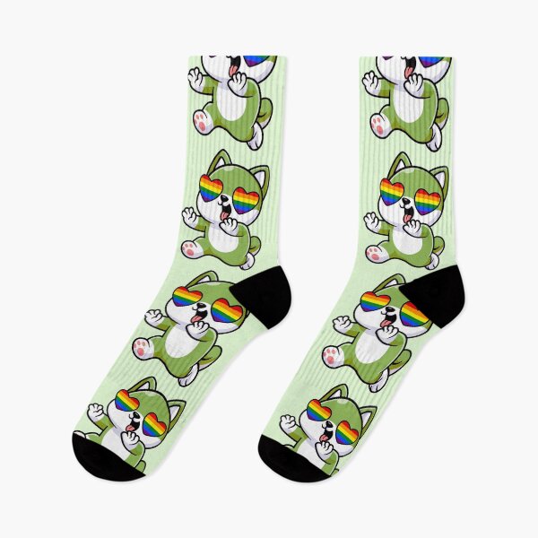Item preview, Green Shiba Inu Heart Eyes with Rainbow Pride Flag designed and sold by everything4eva.