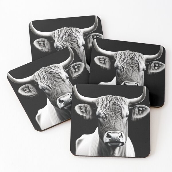 Item preview, Beef Cow Decor Black and White Print, Highland Cow Canvas Print, Rustic Wall Decor, Animal Canvas, Scottish Cow Art, ready to hang designed and sold by Christian Biluan.