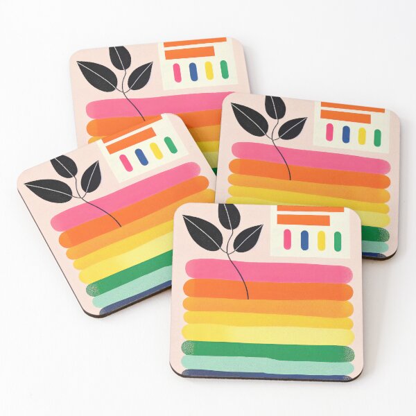 Item preview, Abstract Rainbow Towels Mid-Century Modern Boho designed and sold by PinkNomad.