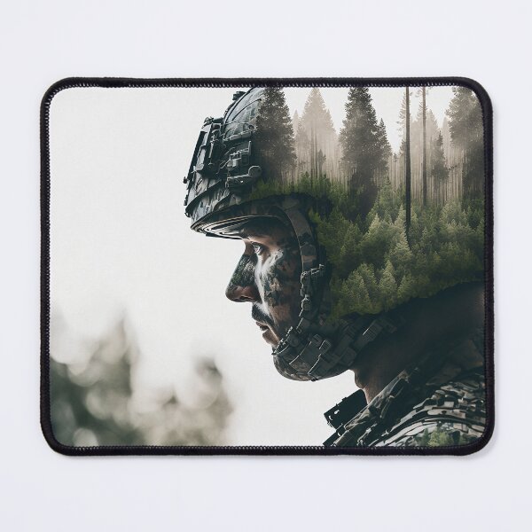 Item preview, Double exposure portrait of a soldier in full gear designed and sold by TnT-Merch.