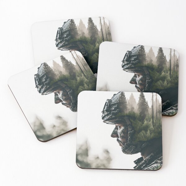 Item preview, Double exposure portrait of a soldier in full gear designed and sold by TnT-Merch.