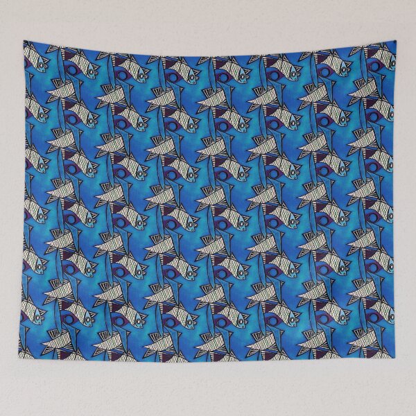 Item preview, Blue Marine Fish Pattern - Fish designed and sold by FloralZoo.