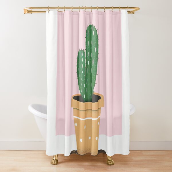Cute Cactus Mid-Century Modern Boho Shower Curtain