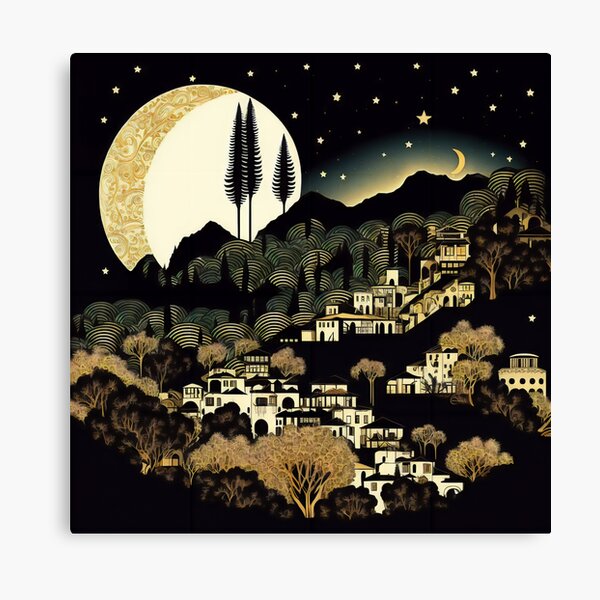 Full moon over the Hollywood Hills Canvas Print