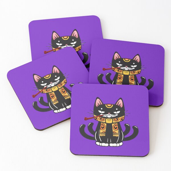 Item preview, Chibi Ninja Cat with Orange Scarf and Pipe designed and sold by NevermindOnArt.