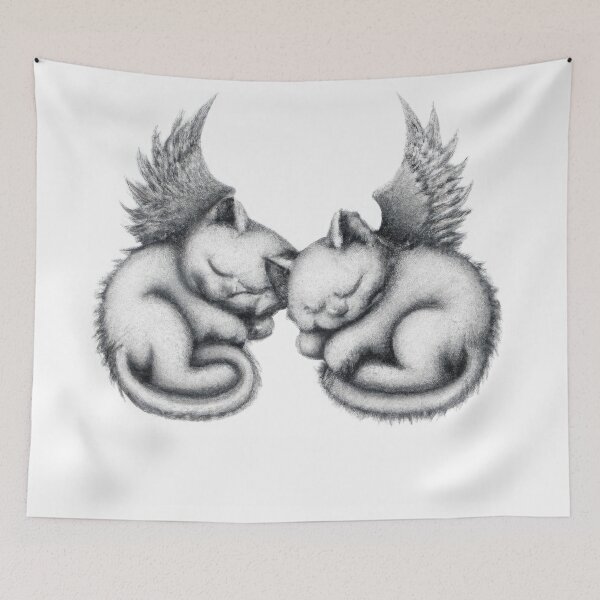 Item preview, Two Cat Kittens Sleeping with Angel Wings designed and sold by phillipbooth.