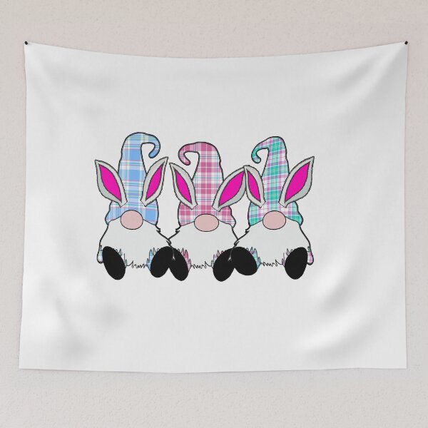 Item preview, 3 Easter Gnomes Pastel plaid hats Spring Bunny Ears Rabbit Cute designed and sold by funnytshirtemp.