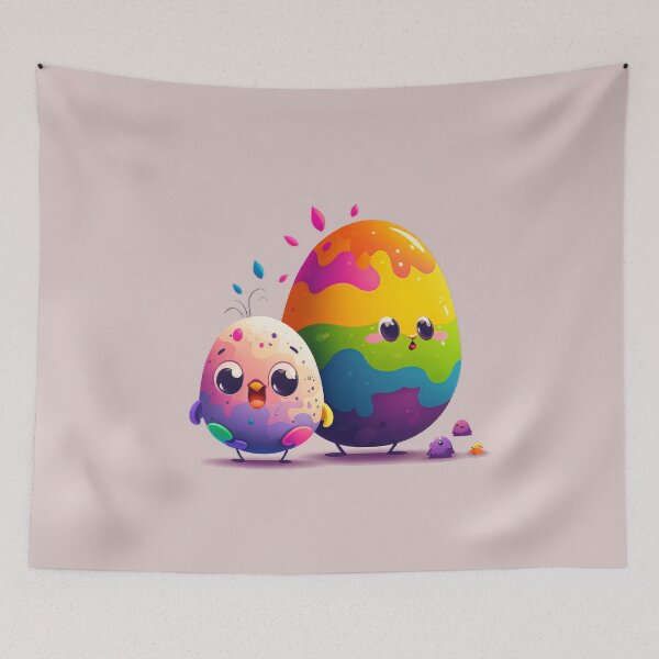 Item preview, Cute Chick and Rainbow Colored Egg - Abstract Art designed and sold by quick-drops.
