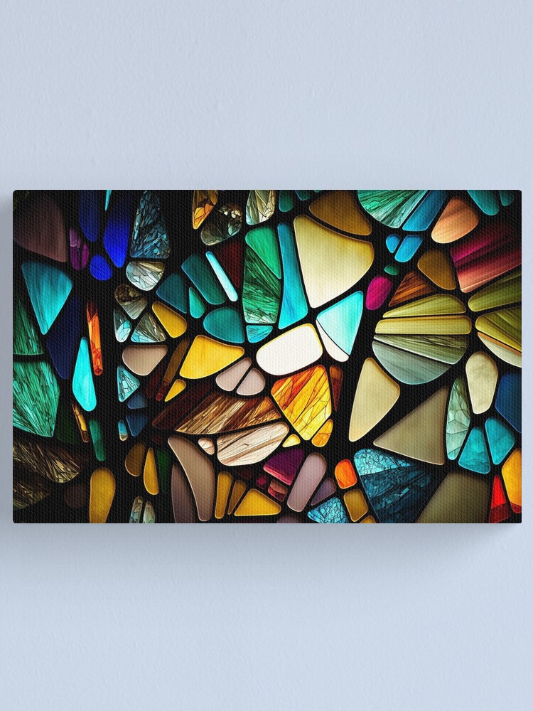 iCanvas Canvas Wall Art - Flowers Patterns Stained Glass Window