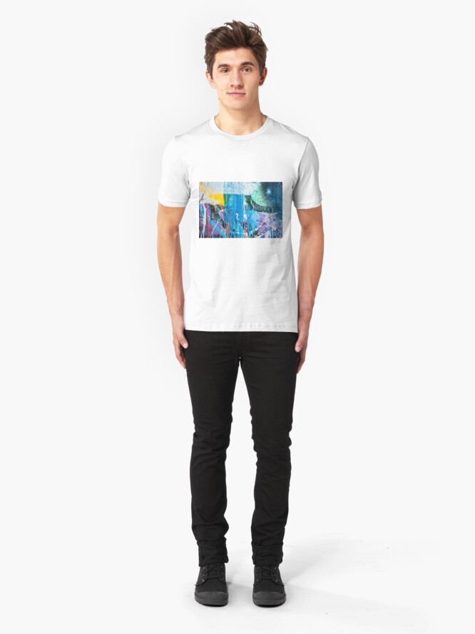 Alternate view of Dripping paint graffiti wall Slim Fit T-Shirt