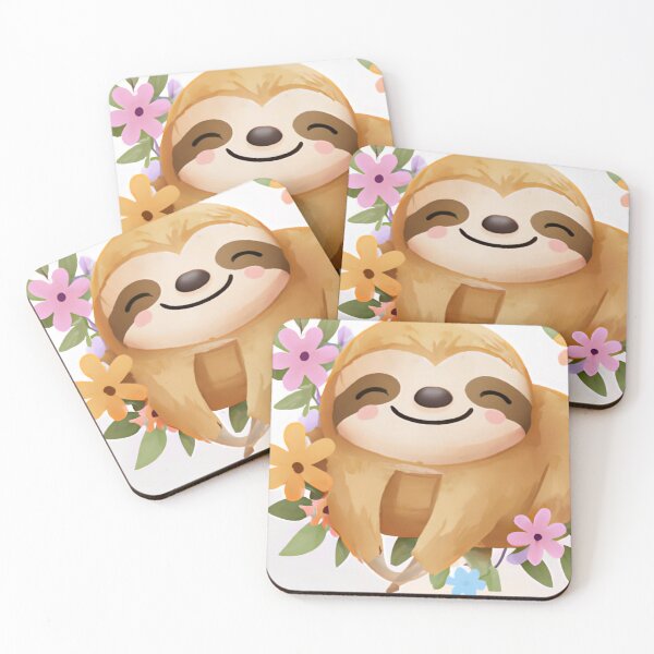 Item preview, Cute happy watercolor sloth  designed and sold by FairySpore.