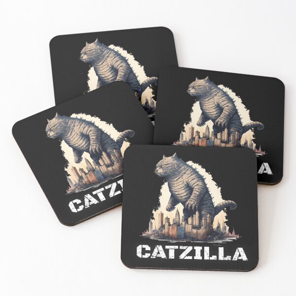 Item preview, Catzilla funny cat monster black designed and sold by MeditationMind.