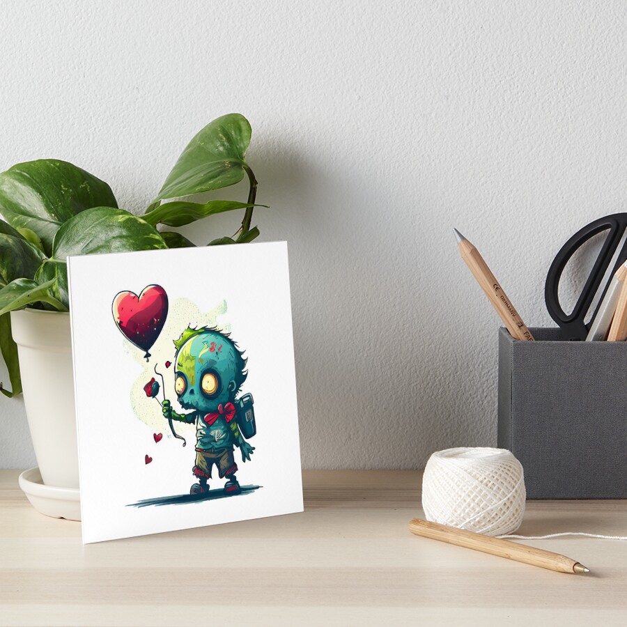Cute Zombie Lost Heart Ballon or Sad Zombie and Balloon - Cute Zombie -  Sticker