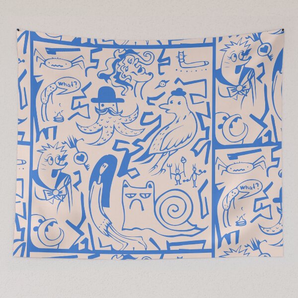 Item preview, blue funny cartoon doodle griffonage scribble designed and sold by ently.