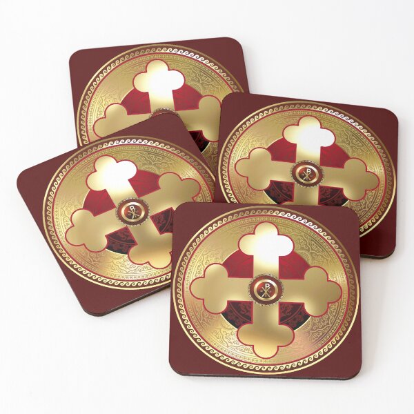 Item preview, Greek Orthodox Cross Maroon Gold Alpha Omega designed and sold by Yiorgos Designs.