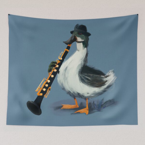 Item preview, Oboe Duck , Duck with Oboe , Oil Painting designed and sold by Color-Me-Blue.