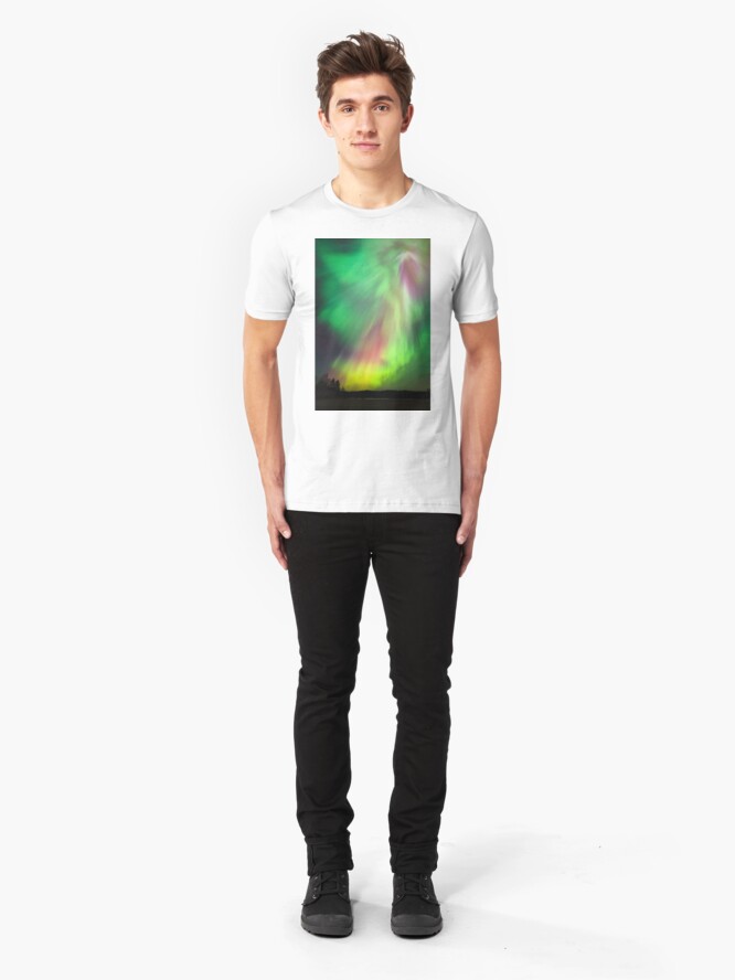 Alternate view of Big beautiful multicolored northern lights Slim Fit T-Shirt