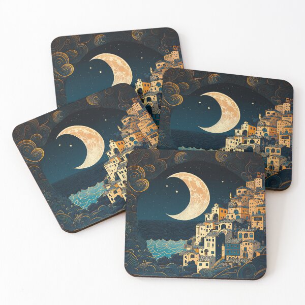 Item preview, A village in the Cinque Terre under a beautiful moon, Genoa, Liguria, Italy designed and sold by SamJanner.