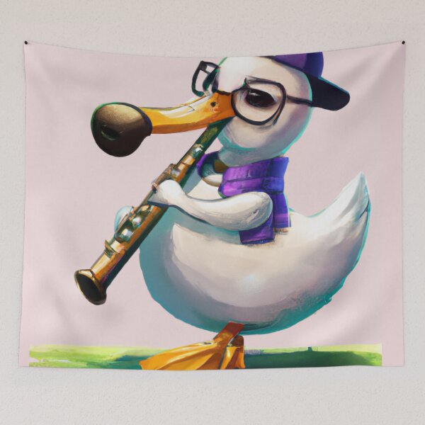 Item preview, Oboe Duck , Duck with Oboe , Oil Painting designed and sold by Color-Me-Blue.