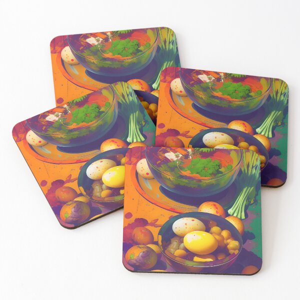 Item preview, Hot Soup and Eggs, Colourful Food Composition designed and sold by FewBits.