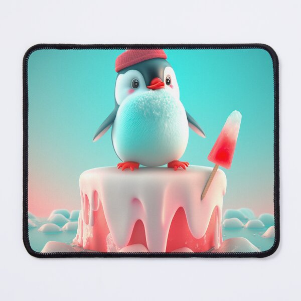 Item preview, Little penguin on ice, eat strawberry ice cream, cute, original gift idea designed and sold by Crea79.