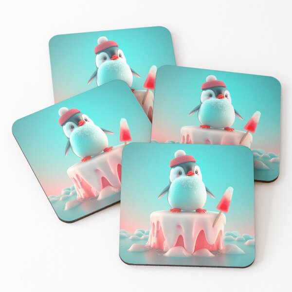 Item preview, Little penguin on ice, eat strawberry ice cream, cute, original gift idea designed and sold by Crea79.