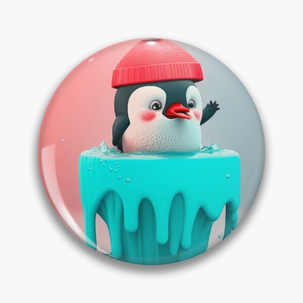 Item preview, Little penguin on ice, eat strawberry ice cream, cute, original gift idea designed and sold by Crea79.