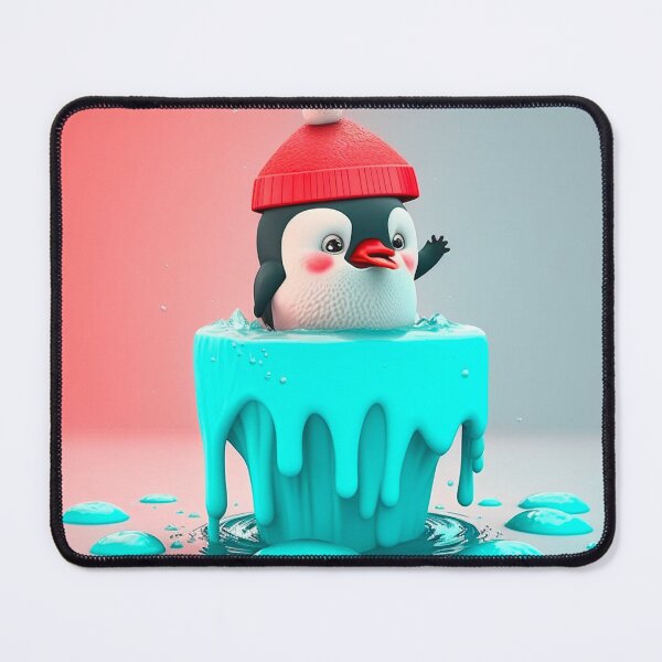 Item preview, Little penguin on ice, eat strawberry ice cream, cute, original gift idea designed and sold by Crea79.
