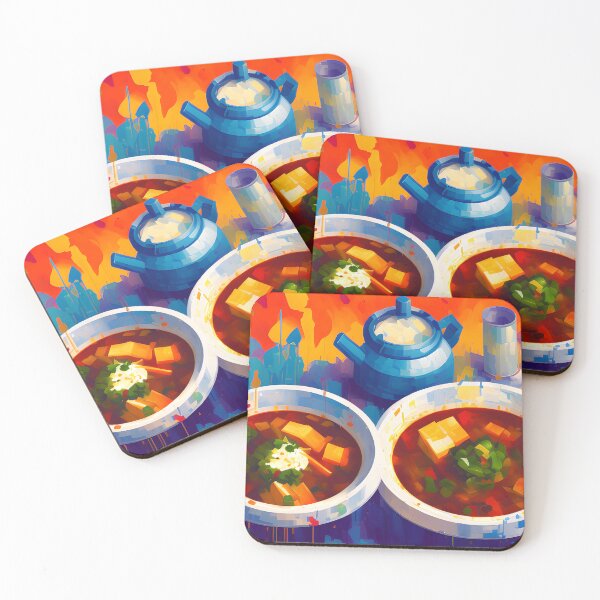 Item preview, Bowls of Kimchi Stew, Colourful Food Composition designed and sold by FewBits.