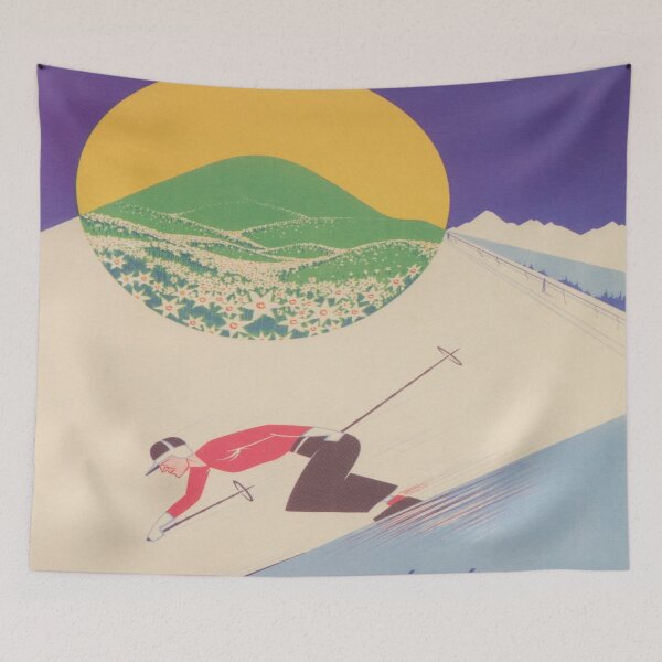 Item preview, L'Alpe D'Huez Vintage Ski Poster designed and sold by vintagevivian.