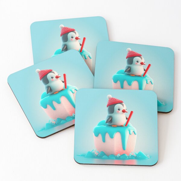 Item preview, Little penguin on the ice, eat ice with straw, cute, original gift idea designed and sold by Crea79.