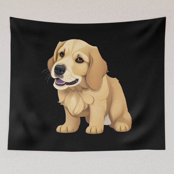Item preview, Golden Retriever Puppy, cartoon drawing, Ai Generated Art  designed and sold by ACC .