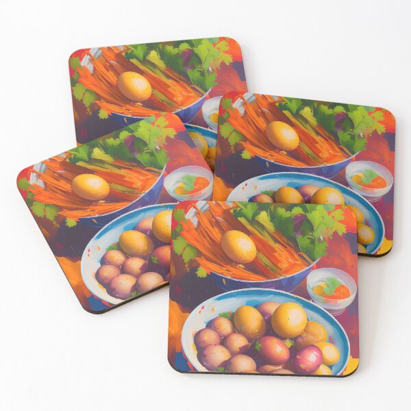 Item preview, Food Preparation with Greens and Eggs, Colourful Food Composition designed and sold by FewBits.