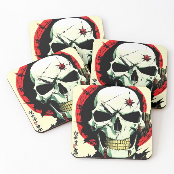 Item preview, Japanese Skull White And Red, Bullet Hole, Pale Colours. - Made With A.I. designed and sold by SpektroDesign.