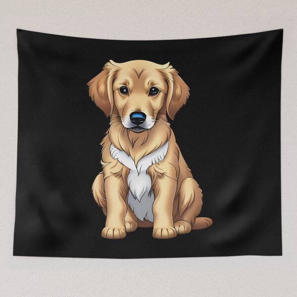 Item preview, Golden Retriever Puppy, cartoon drawing, Ai Generated Art  designed and sold by ACC .