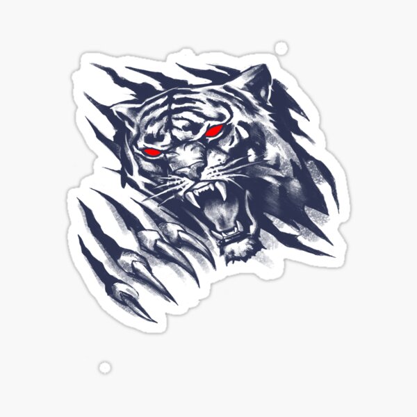 Cool Tiger Head & Claw Sticker