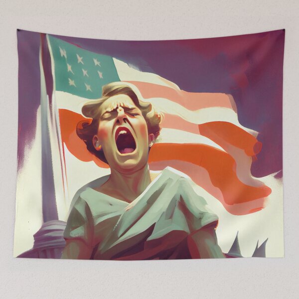 Item preview, Flan at the Flagpole A Weary Yawn Digital Painting designed and sold by CodeAndColors.