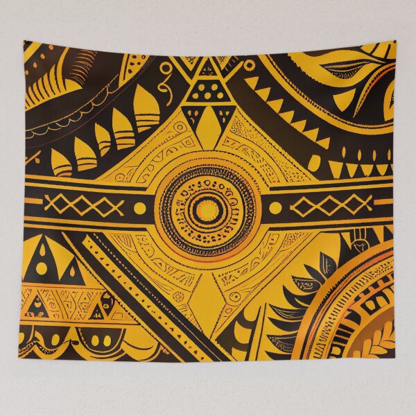 Aperçu de l'œuvre Happy Yellow African Pattern Digital Painting créée et vendue par CodeAndColors.
