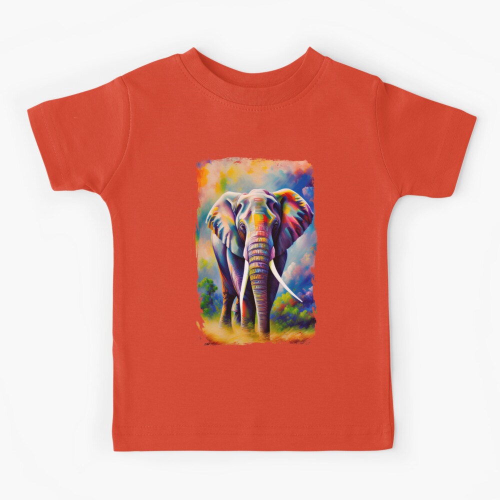 Vintage Kids 70s Elephant Dress / Funky Pop Art Rainbow Animal