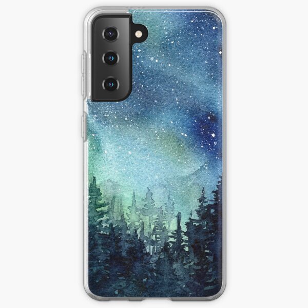 Watercolor Galaxy Nebula Aurora Northern Lights Painting Samsung Galaxy Soft Case