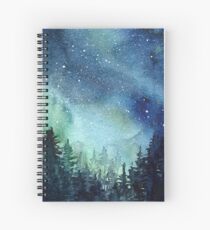 Watercolor Galaxy Nebula Aurora Northern Lights Painting Spiral Notebook