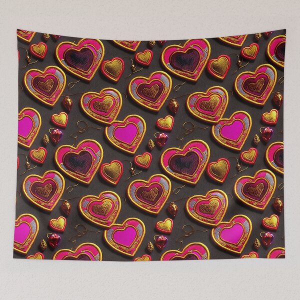 Item preview, Everyheart golder hearts Embroidered Pattern 19_S40 designed and sold by CreArtorium.