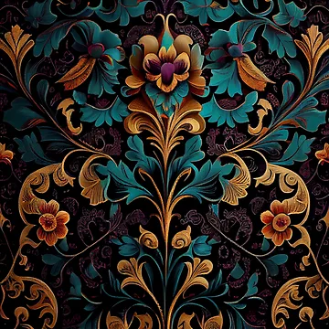 Aperçu de l'œuvre Gothic Floral Pattern Digital Painting de CodeAndColors