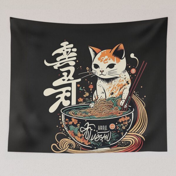Item preview, Copy of Copy of cat with japanese noodle soup designed and sold by moroccan-stret.
