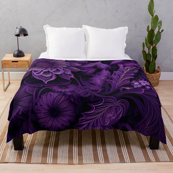 Item preview, Imagined Purple Monochromatic Floral Pattern Digital Painting designed and sold by CodeAndColors.