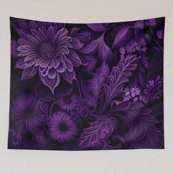 Artikelvorschau, Imagined Purple Monochromatic Floral Pattern Digital Painting entworfen und verkauft von CodeAndColors.