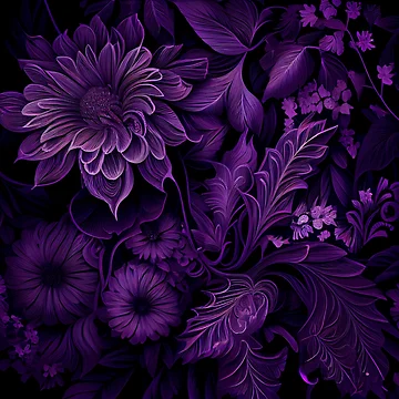 Imagen de la obra Imagined Purple Monochromatic Floral Pattern Digital Painting de CodeAndColors