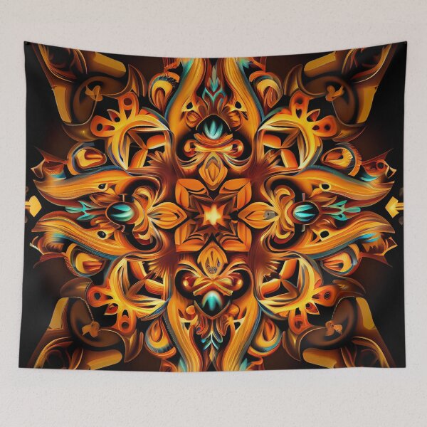 Aperçu de l'œuvre Symmetrical Energetic Traditional Pattern Digital Painting créée et vendue par CodeAndColors.