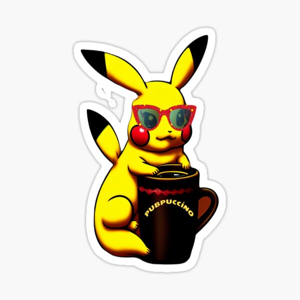 cute bunny puppuccino is drinking coffee Sticker